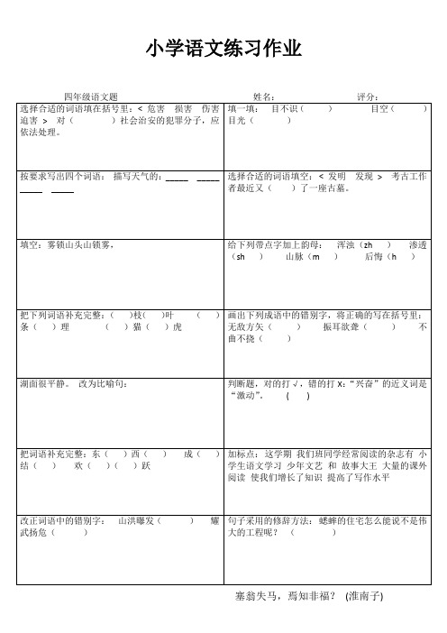 小学四年级语文每日一练I (96)