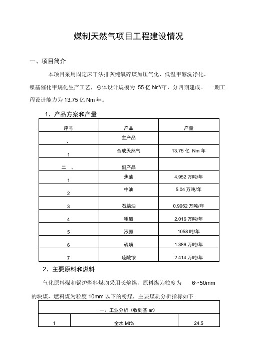 煤制气项目简介资料