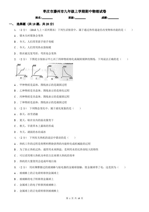 枣庄市滕州市九年级上学期期中物理试卷