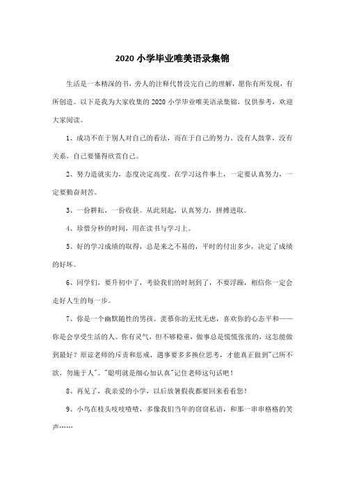 2020小学毕业唯美语录集锦