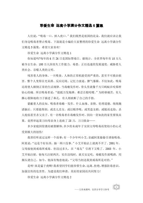 珍爱生命 远离小学满分作文精选5篇集