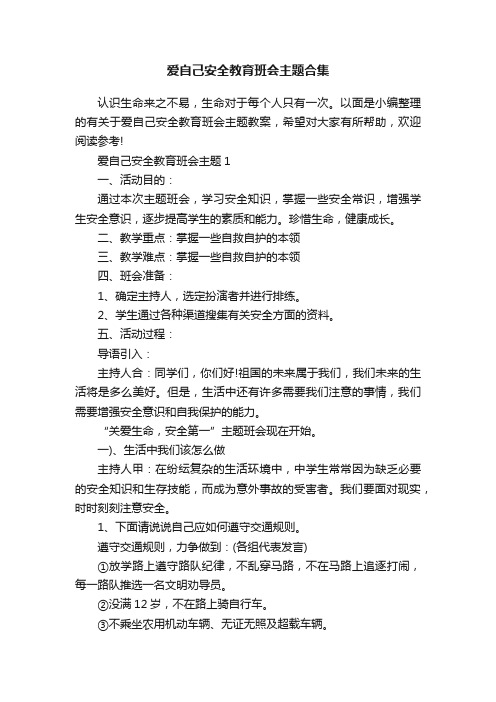 爱自己安全教育班会主题合集