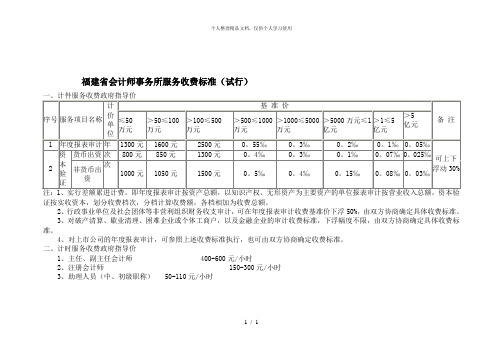 福建省会计师事务所服务收费标准(试行)