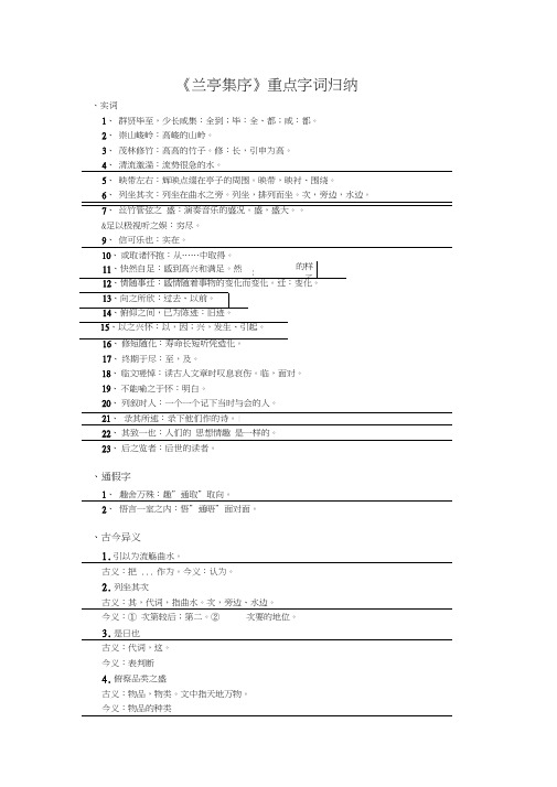 (完整版)兰亭集序重点字词归纳