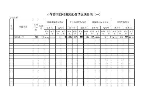 中小学体育器材设施配备情况统计表