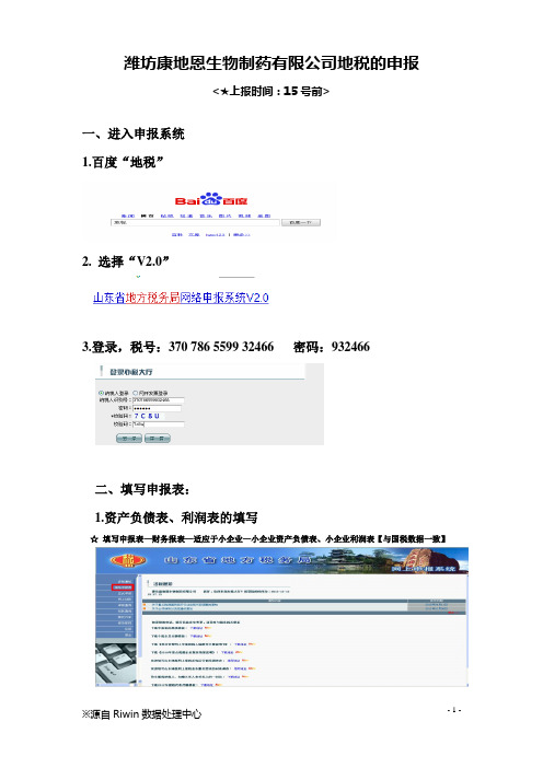 山东省地税2.0系统地税的申报指南