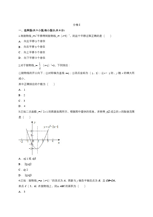 人教版八年级下册数学第十九章二次函数强化练习(附答案)