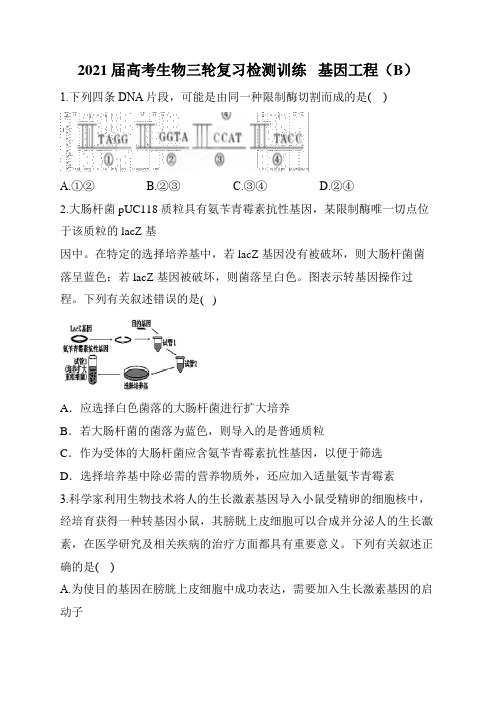 2021届高考生物三轮复习检测训练   基因工程(B)  含答案