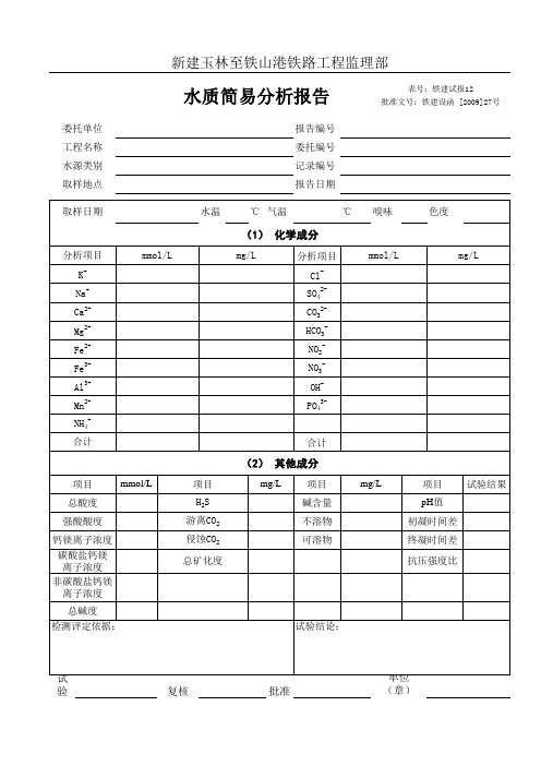 12水质简易分析报告