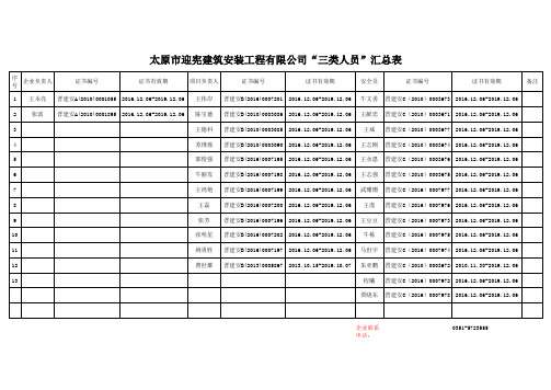 三类人员汇总表