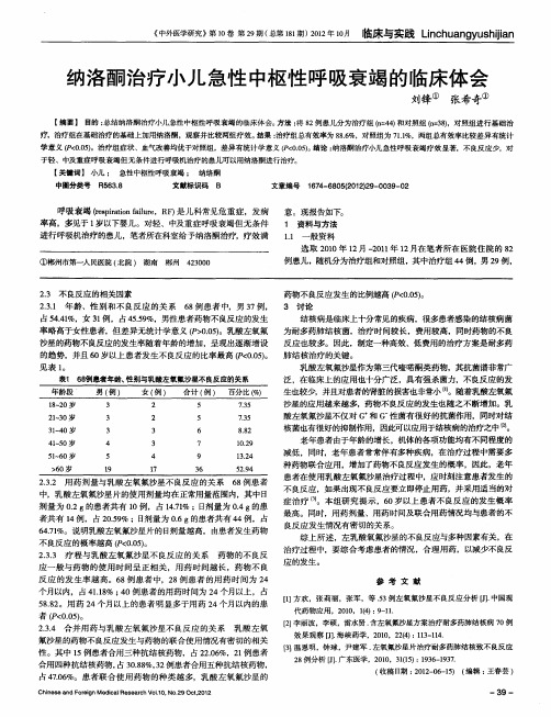 纳洛酮治疗小儿急性中枢性呼吸衰竭的临床体会