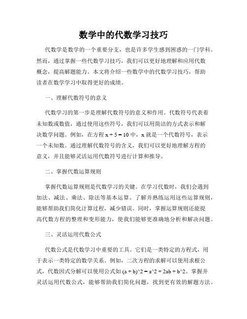 数学中的代数学习技巧