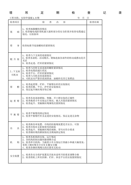 塔吊定期检查及维修保养记录(1)