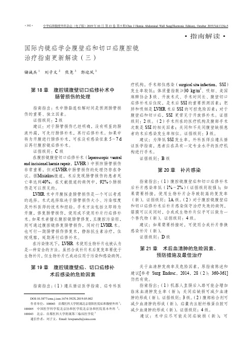 国际内镜疝学会腹壁疝和切口疝腹腔镜治疗指南更新解读(三)