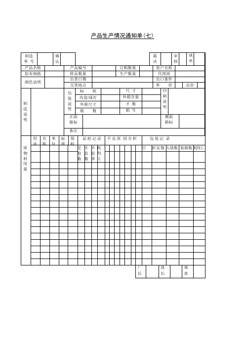 产品生产情况通知单七