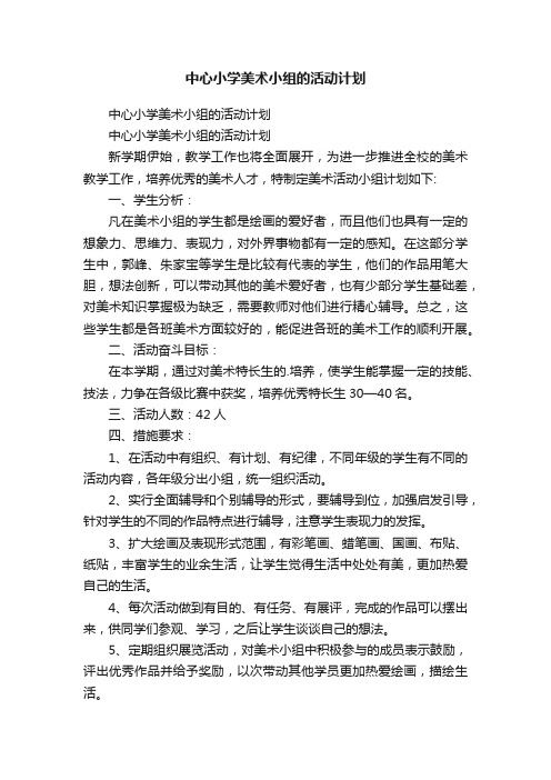 中心小学美术小组的活动计划