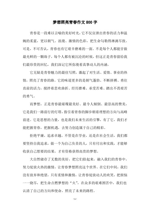 梦想照亮青春作文800字