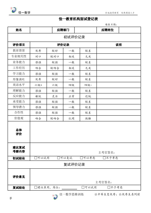 8、HR03面试评价记录表