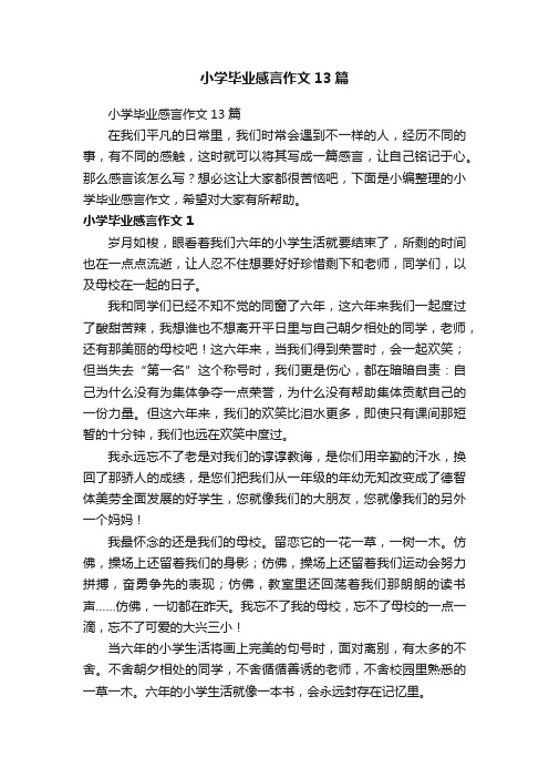 小学毕业感言作文13篇