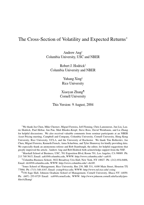 The Cross-Section of Volatility and Expected Returns