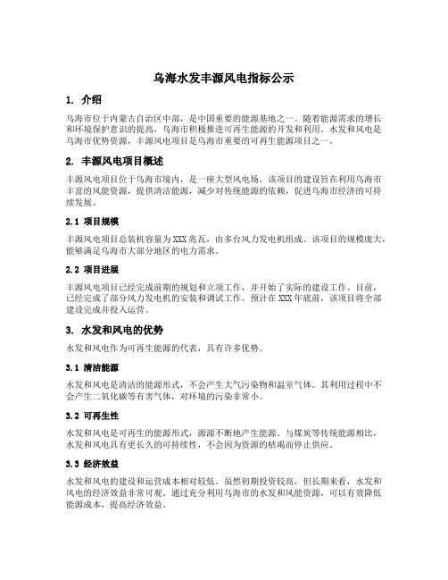 乌海水发丰源风电指标公示