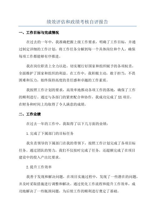 绩效评估和政绩考核自评报告