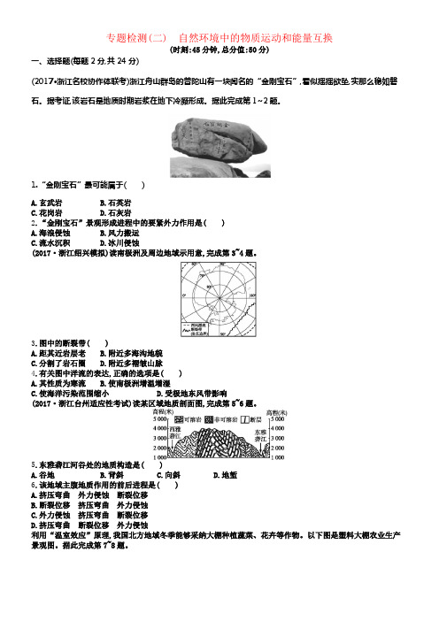 2018届高考地理专题检测2自然环境中的物质运动和能量互换