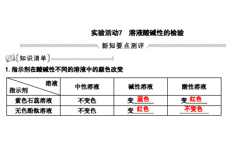 人教版九年级化学下册同步教学：第10单元 实验活动7 溶液酸碱性的检验