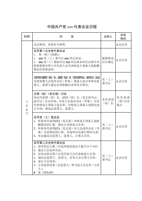 党代表会议日程