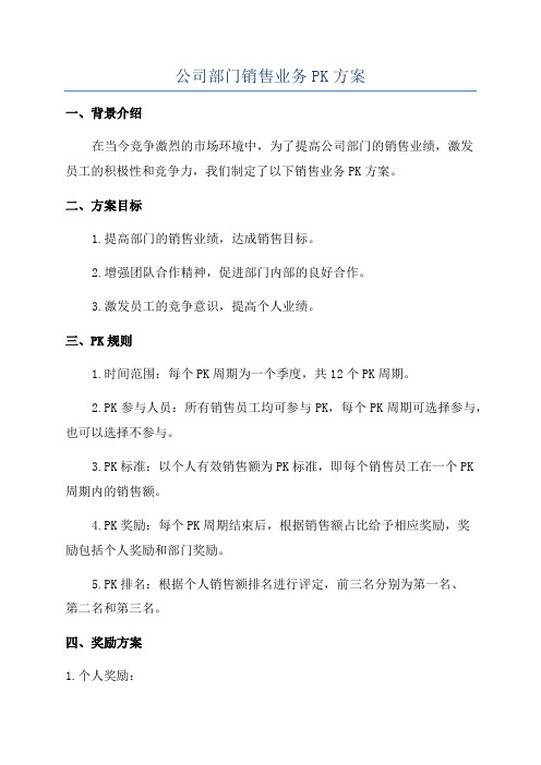 公司部门销售业务PK方案