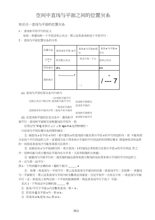 空间中直线与平面之间的位置关系