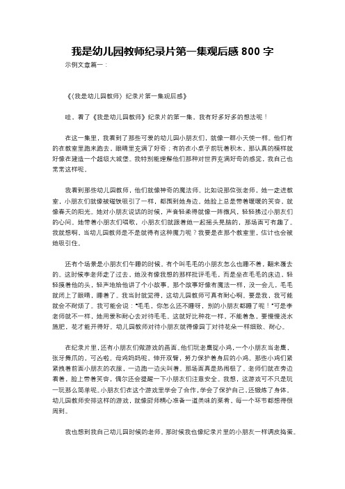 我是幼儿园教师纪录片第一集观后感800字