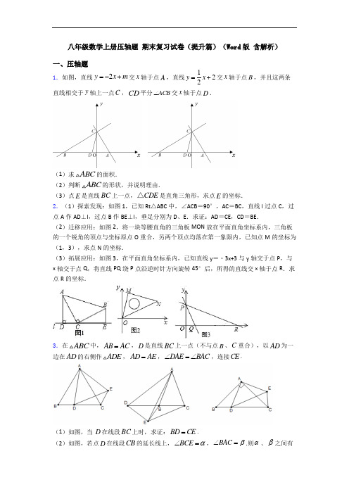 八年级数学上册压轴题 期末复习试卷(提升篇)(Word版 含解析)