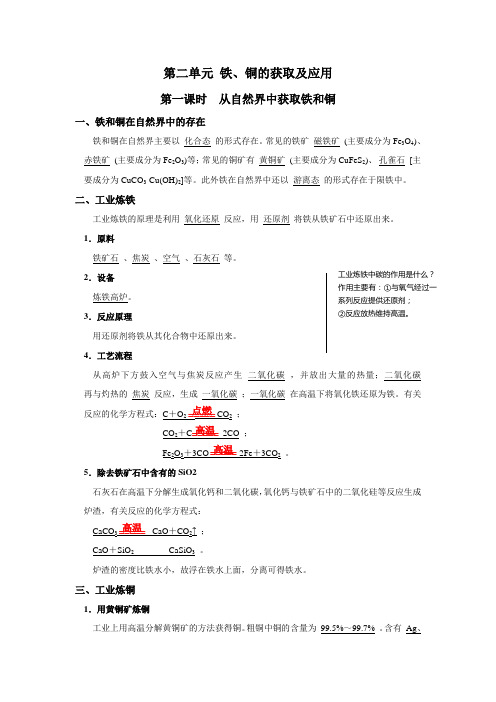 高中化学必修一 专题三 第二单元 铁铜的获取及应用