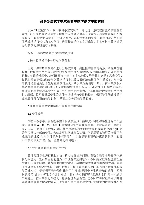 浅谈分层教学模式在初中数学教学中的实践