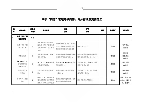 线损四分管理考核内容评分标准及责任分工