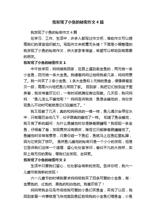 我发现了小鱼的秘密作文4篇