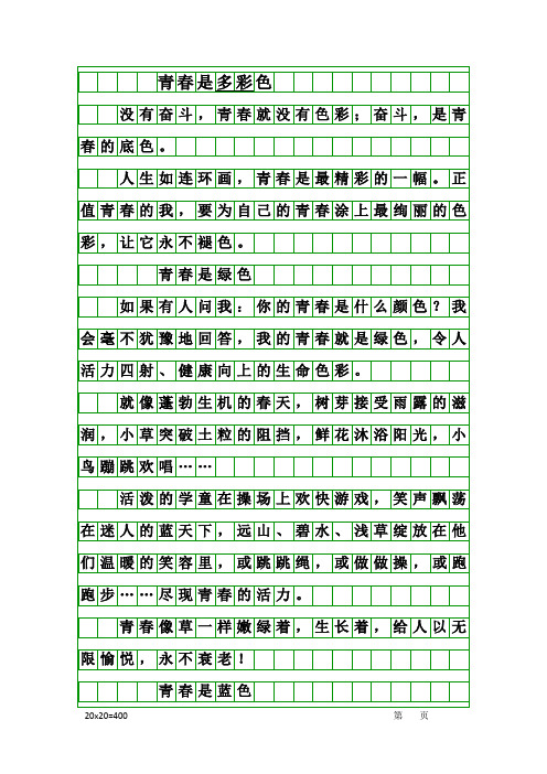 九年级学生作文《青春是多彩色》