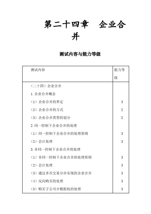 注会会计·习题讲解=第二十四章--企业合并教学教材