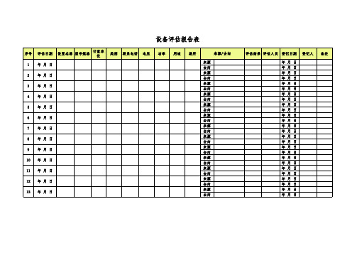 设备评估报告表