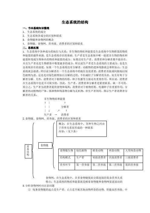 高三生物一轮复习精品教学案：生态系统及结构