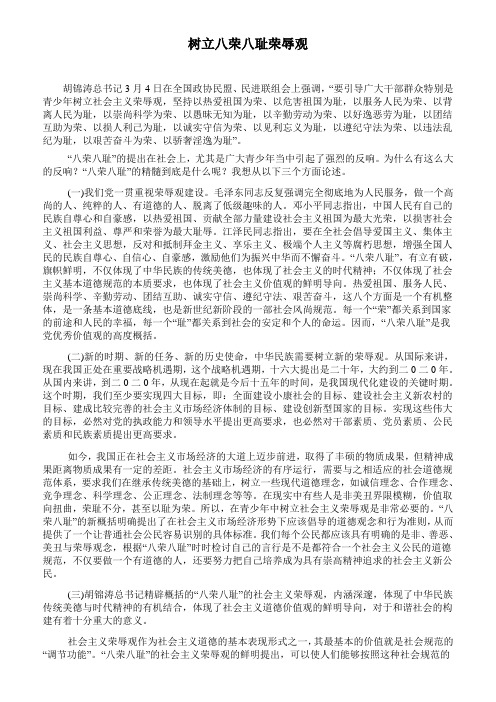树立八荣八耻荣辱观