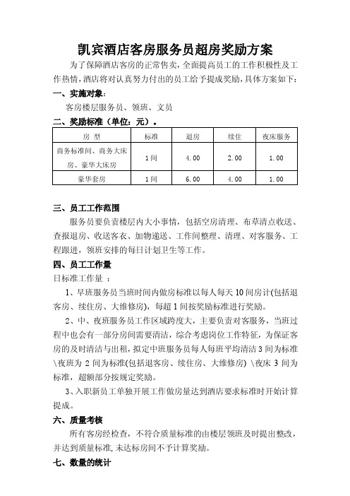 酒店客房部超房奖励方案（修改）