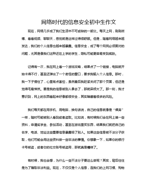 网络时代的信息安全初中生作文