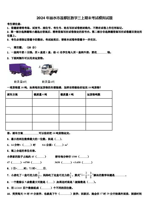 2024年丽水市莲都区数学三上期末考试模拟试题含解析