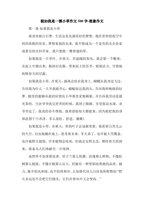 假如我是一棵小草作文500字-想象作文.doc