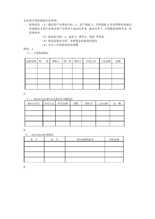 企业项目贷款调查注意事项