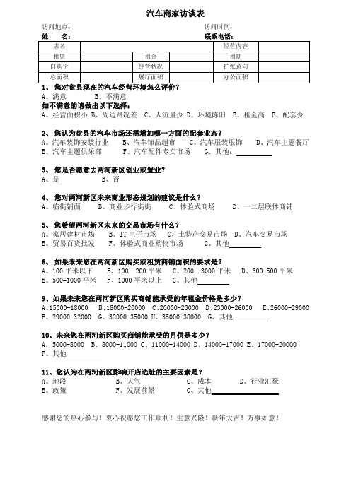 商家访谈表