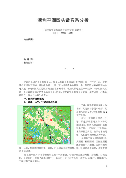 深圳平湖围头话音系分析