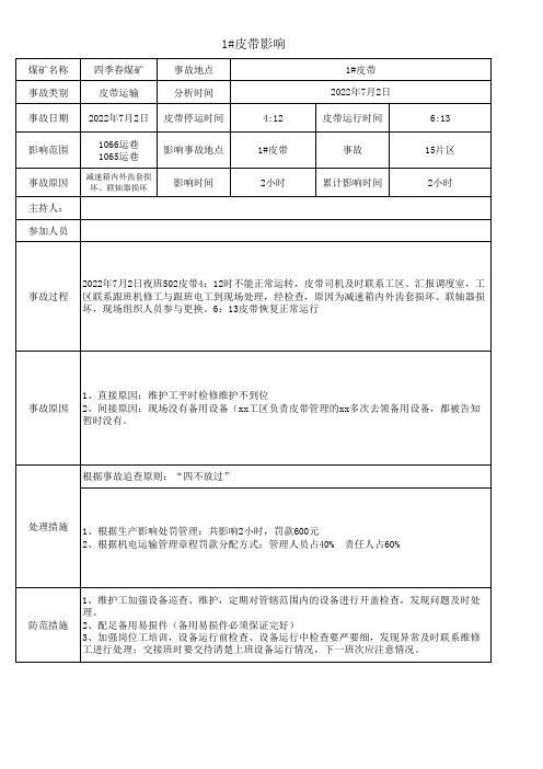 皮带事故影响生产分析报告